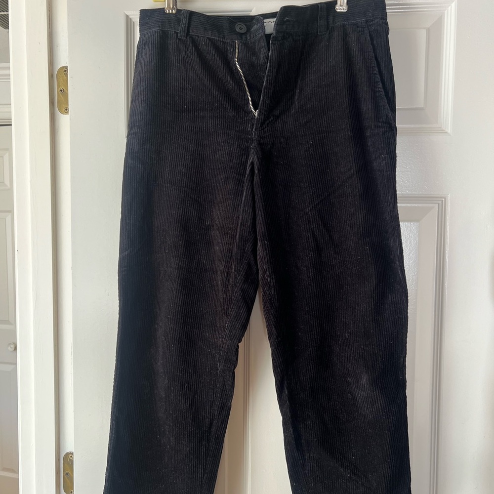 COS Black Corduroy Pants Straight Leg Cropped
